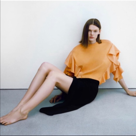 Zara Orange cropped sweater with ruffles - Picture 8 of 9